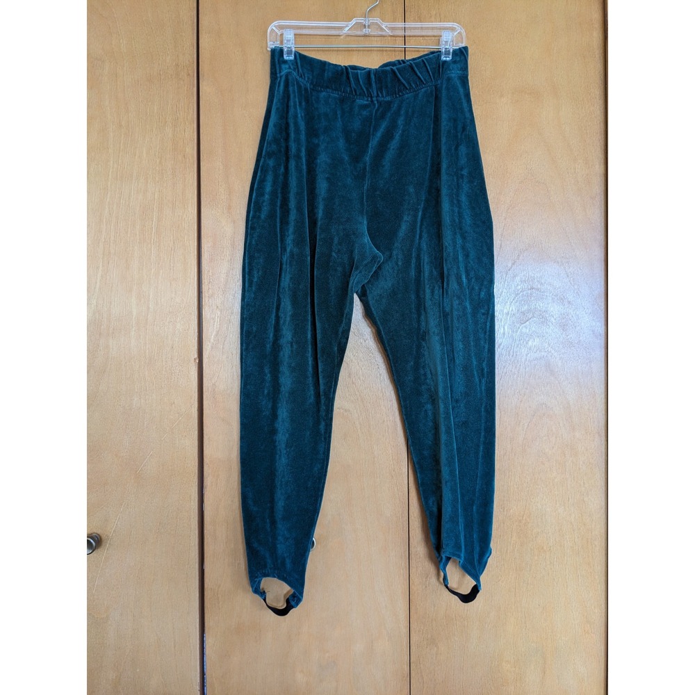 Vintage 90s Adrian Jordan Teal Velour Stirrup Pants Plus Size 18/20 Cotton Blend